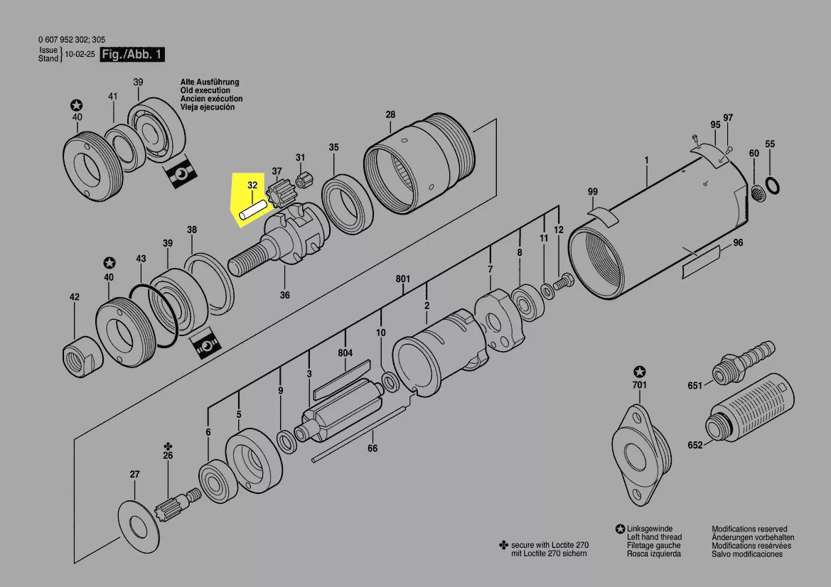 axe aiguille réf. 3 603 201 005 Bosch